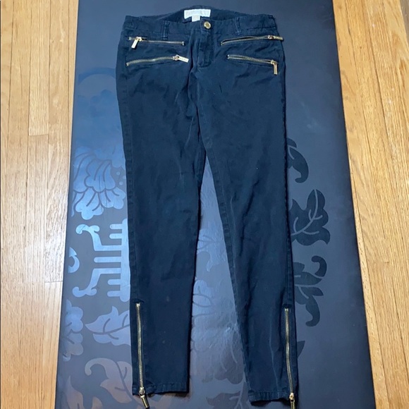 MICHAEL MICHAEL KORS BLACK PANTS + GOLD ZIPPERS - Picture 1 of 6